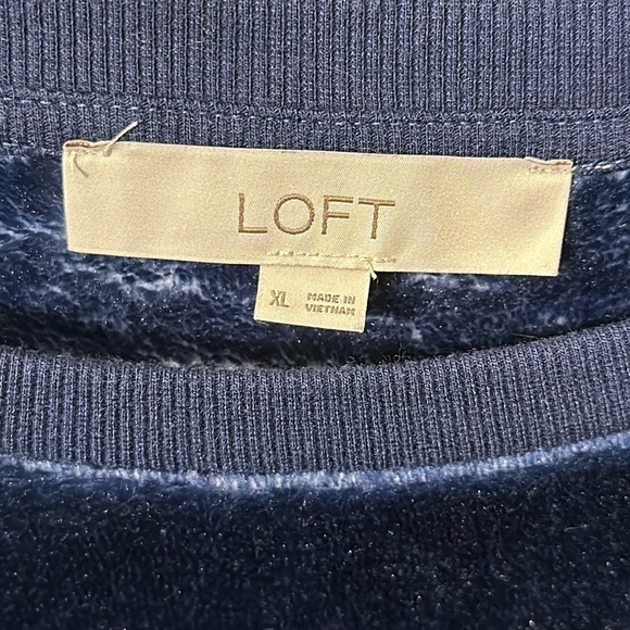 EUC LOFT Heart Velvet Sweatshirt -Blue with White Hearts - Picture 5 of 10